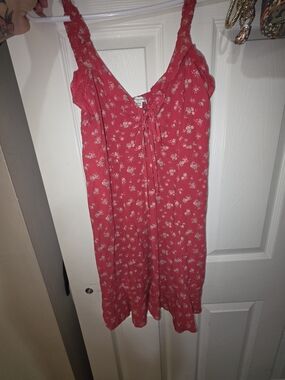 American Eagle Outfitters Red Floral Midi Dress